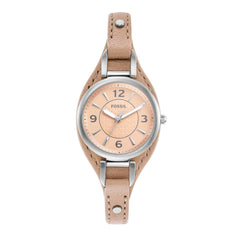 Fossil Women's Carlie Mini Quartz Stainless Steel and Eco Leather Three-Hand Watch, Color: Silver, Cream (Model: ES5213)