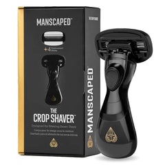 MANSCAPED The Crop Shaver Men's 3-Blade Stainless Steel Groin Hair Razor with Pivoting Head, Micro Comb Bar, Wide Lubrication Strips - with 4 Replacement Cartridges