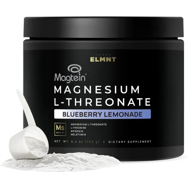 TERRA ELMNT Triple Sleep Magnesium L-Threonate Powder w. Apigenin, L-Theanine + Melatonin - Magtein Magnesium L Threonate Supplement - High Strength Magnesium for Deep Sleep & Calm Natural Sleep Aid for Adults
