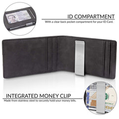 TRAVANDO Money Clip Wallet Atlanta Mens Front Pocket Slim RFID Blocking - Credit Card Holder - Mini Bifold - Grey