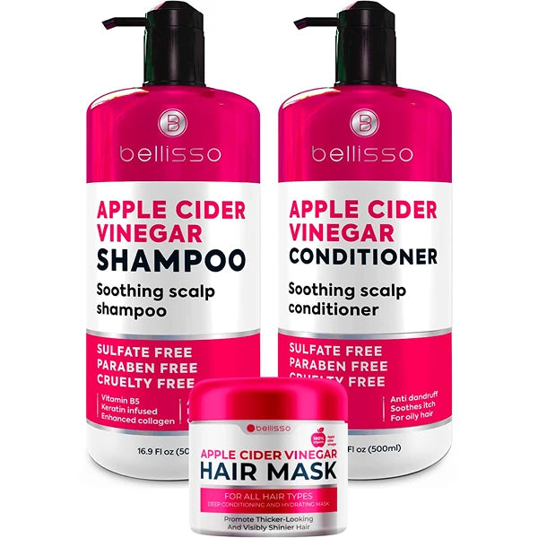 BELLISSO Apple Cider Vinegar Shampoo, Conditioner Set, and Hair Mask