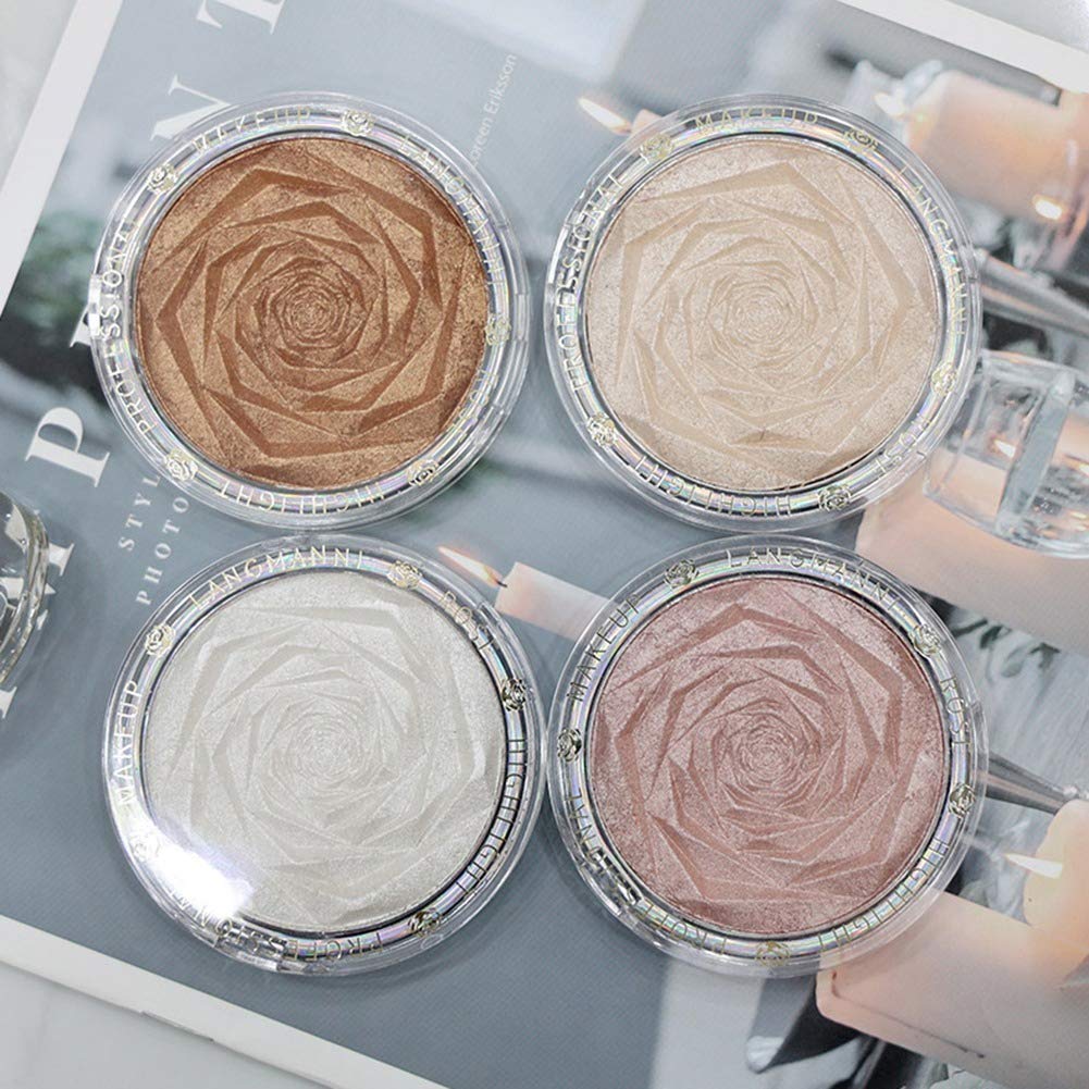 NLLNT Rose Highlight Powder Glow Bronzer Highlighter Brightening Blush Contour Illuminator Metallic Shimmer