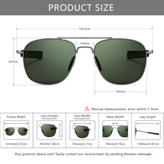 SUNGAIT Men's Military Style Polarized Pilot Aviator Sunglasses Bayonet Temples