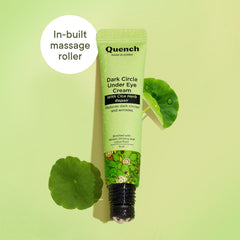 Quench Korean Dark Circle Under Eye Cream with Cooling Massage Roller | Enriched with Cica Herb Repair & Korean Ginseng | Reduces Puffiness & Fine Lines | Brightens Under Eye - Made in Korea (15ml)