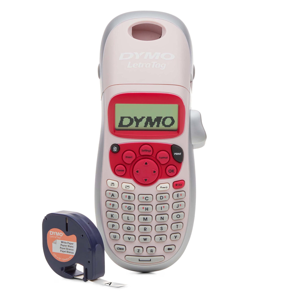 Dymo LetraTag LT-100H Handheld Label Maker | ABC Keyboard Label Printer with Easy-to-Use, 13 Character LCD Screen | Great for Home & Office Organisation | Pink