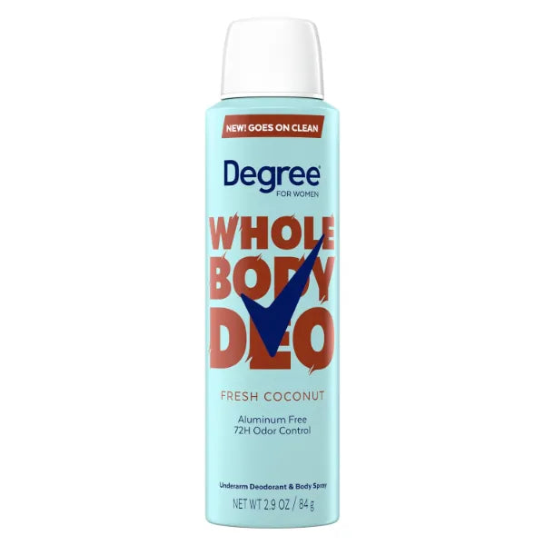 Degree Women Deodorant Spray Fresh Coconut Scent Aluminum Free 72H Odor Protection 2.9 Oz