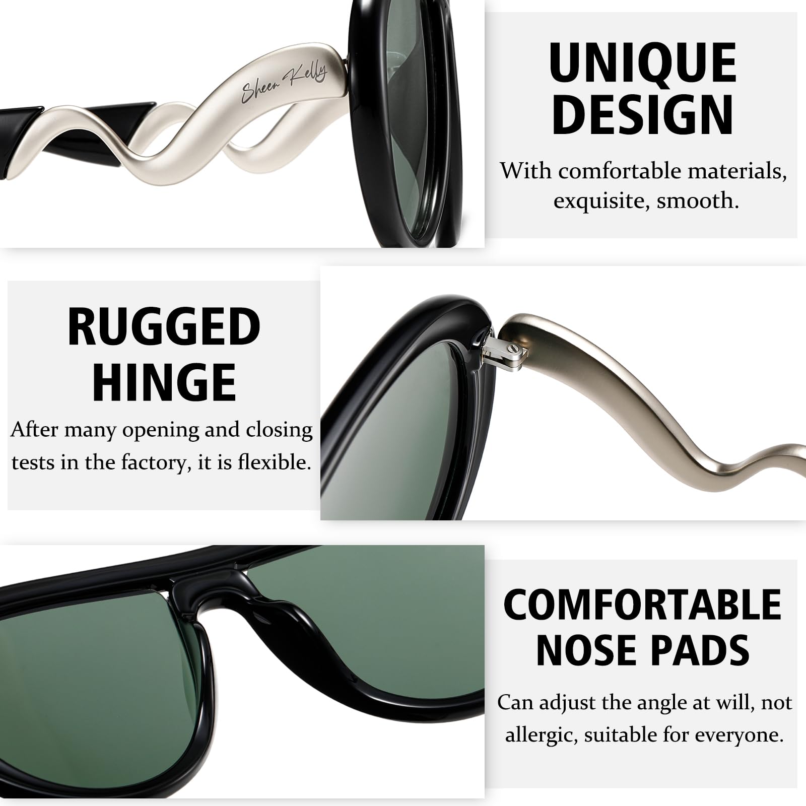 Oversized Trendy Polarized Pilot Sunglasses for Women Men Retro Oval Flat Top Frame Curved Metal Designer Eyewear