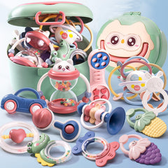 TOYBY Baby Rattles Toys Set Infant Toys for 0-3 Months Baby Toys 3-6 Months Newborn Toys, Infant Shaker Grab and Spin Rattles Toy for Babies 0-6-12 Months- 12PCS