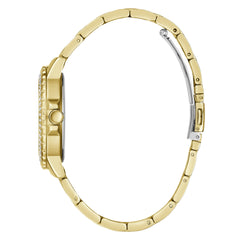 GUESS Ladies Sport Crystal Multifunction 36mm Watch – White Dial Rose Gold-Tone Stainless Steel Case with Blue Silicone Strap