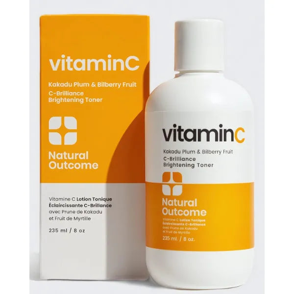 Natural Outcome C-Brilliance Vitamin C Toner for Face Daily Witch Hazel Facial Astringent with Kakadu Plum and Bilberry Fruit 8 oz Vegan, Fragrance Free