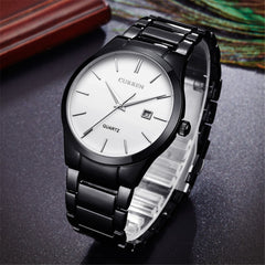 CURREN Men's Watches Classic Black/Silver Steel Band Quartz Analog Wrist Watch with Date for Man …