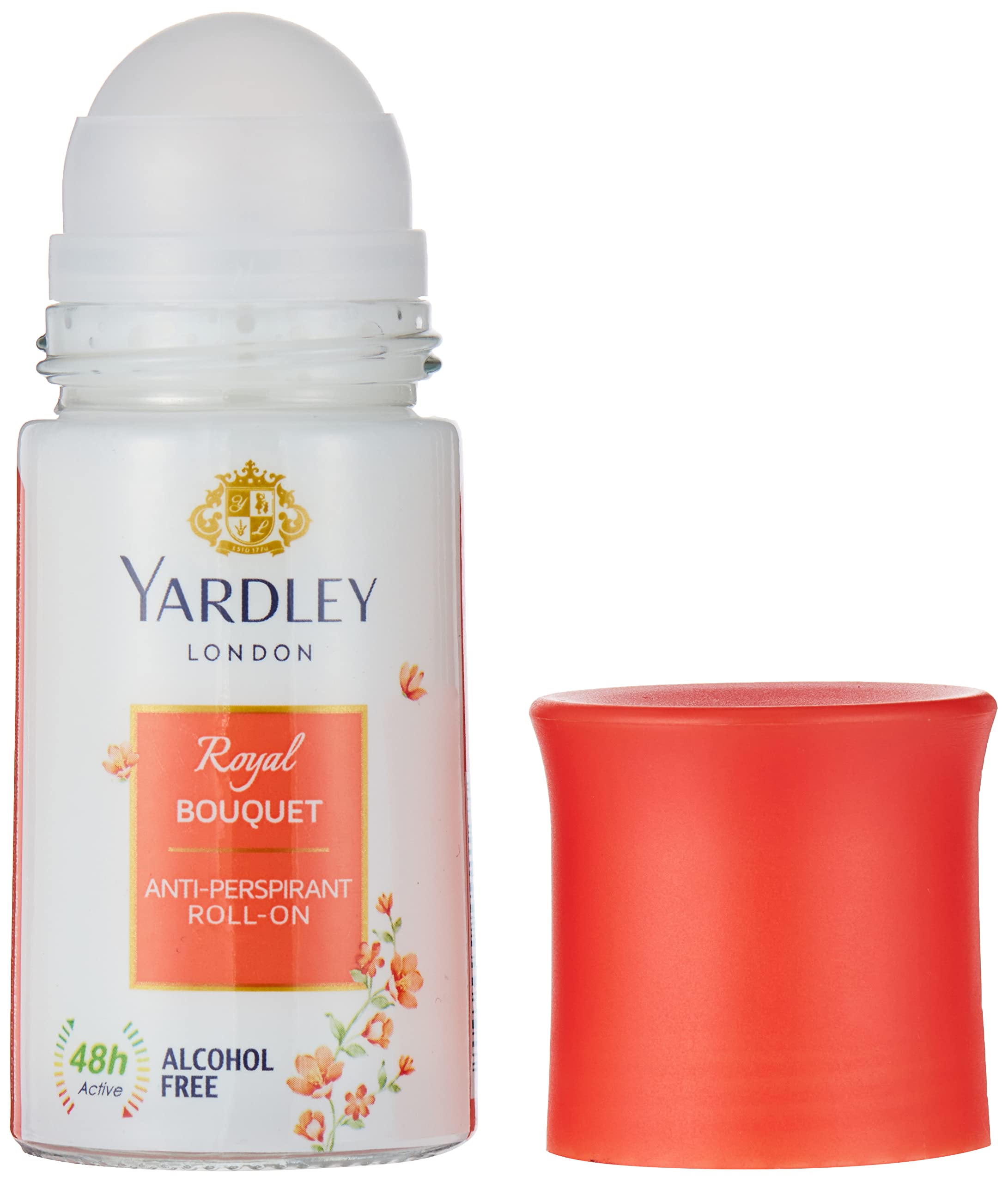 Yardley Royal Bouquet Roll On, Anti-Perspirant, Floral Fresh Fragrance, All Day Sweat Protection, Reduce Wrinkles, Lighten Skin Tone 50 ML