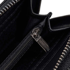 LUUFAN Men's Genuine Leather Long Wallet Chain Wallet Card holder Wallet with Coin Pocket - Black