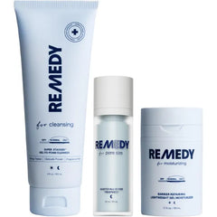 Remedy The Oil Control Routine | 3-Piece Complete System | Gel-to-Foam Cleanser, Pore Minimizer & Gel Moisturizer | Retinol, Salicylic Acid, Niacinamide, Ceramides