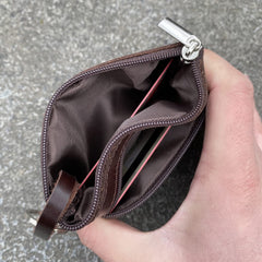 Moplusea Genuine Leather Small Coin Purse Wallet With Keychain Mini Change Purse Coin Pouch Holder For Men (GLCB011 Coffee)