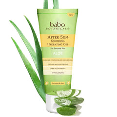 Babo Botanicals After Sun Soothing Hydrating Aloe Vera Gel With Natural witch Hazel and Cucumber, Vegan, For Babies, Kids or Sensitive Skin - 8 oz
