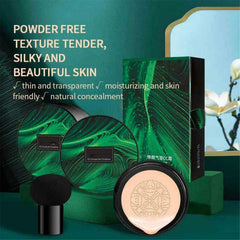 Air Cushion CC Cream Mushroom Head Foundation, CC Cream Foundation, Mushroom Head Air Cushion CC Cream, Bright Makeup Base Long Lasting with Mushroom Makeup Sponge (Ivory)