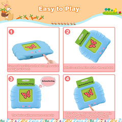 Talking Flash Cards Learning Toys for Toddlers 1-6 Year Old,British English, 224 Words, Audible Educational Toys, Preschool Learning Resource Electronic Interactive Toy Birthday Gifts for Kids-Blue