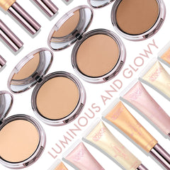 Girlactik USA. 2-in1 Compact Face Pressed Powder & Contour Bronzer. Weightless, Buildable Coverage. Velvet Finish. -Deep