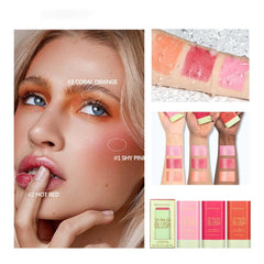 OBABO Blush Stick, Blush Cream for Cheeks Eyes Lips,Blush in Natural with Waterproof Sweat-Resistant, Tinted Solid Stick with Long Lasting, Nude Makeup Multi-Use Color Stick Creamy Blush (Hot Red)