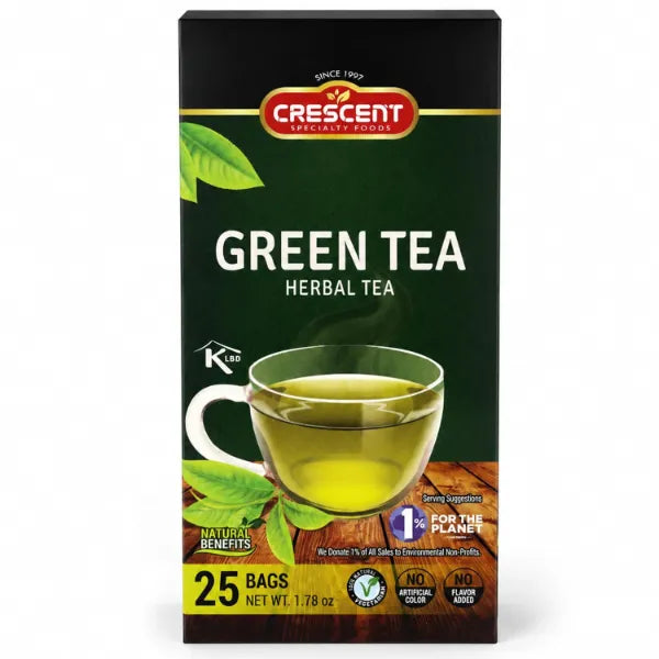 Crescent Specialty Food Green Tea Bags for Hot & Iced Tea – Natural Energy, Antioxidants & Wellness Support – 25 Count