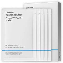 Genabelle Ceramidesome Mellow Velvet Mask - Deep Moisturizing & Soothing Face Mask with Ceramide, Vegan Formula for Sensitive Skin, Hydrating Korean Skincare for Dry & Damaged Skin, 5pcs