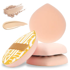 4 Pcs Makeup Sponge Puff for Foundation Concealer and Powder Teardrop Setting Powder Puff Makeup Cushion Puff Foundation Sponge Blender Sponge for Liquid, Cream, and Powder (Yellow)