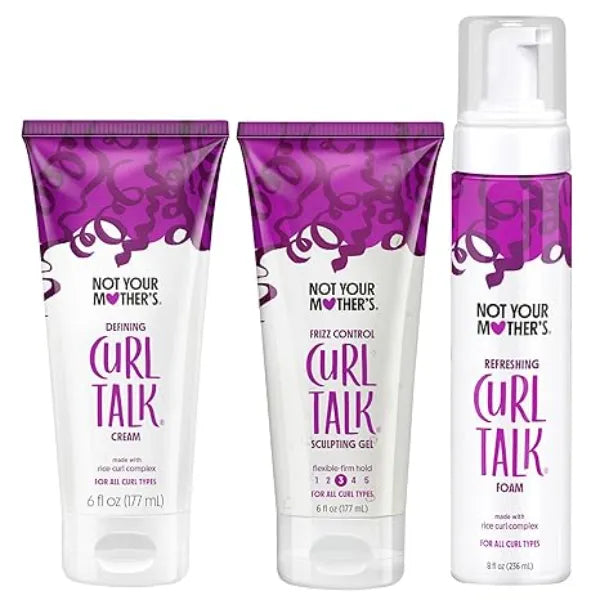 Not Your Mother's Curl Talk Frizz Control Sculpting Gel, Defining Cream, and Refreshing Curl Foam Formulated with Rice Curl Complex For All Curly Hair Types