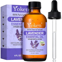 Yoken Lavender Essential Oil, Steam Distilled, Concentrated Formula with Soft Balanced Aroma, Without Added Fragrance - 4 fl oz