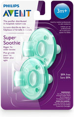 AVENT Philips Super Soothie Pacifier, Green, 3+ months, 2 Pack, SCF192/05