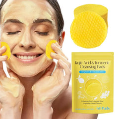 60PCS Turmeric Kojic Acid Pads,Turmeric Kojic Acid Cleansing Pads, Face Turmeric & Kojic Acid Pads, Turmeric Cleansing Pads for Dark Spots, Turmeric Pads Infused Foaming Exfoliating Pads