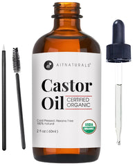 Aitnaturals Organic Castor Oil 60ml Eyelash & Eyebrow Growth Serum | Nourishing Hair, Skin & Nail Treatment | Promotes Hair Growth & Conditions | Cold Pressed & Hexane free | 100% Pure & Hexane-Free