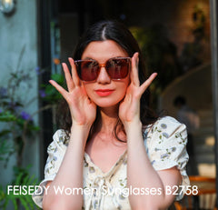 FEISEDY Women Oversized Vintage Polarized Sunglasses Square Cute Trendy Classic Simple Men B2758