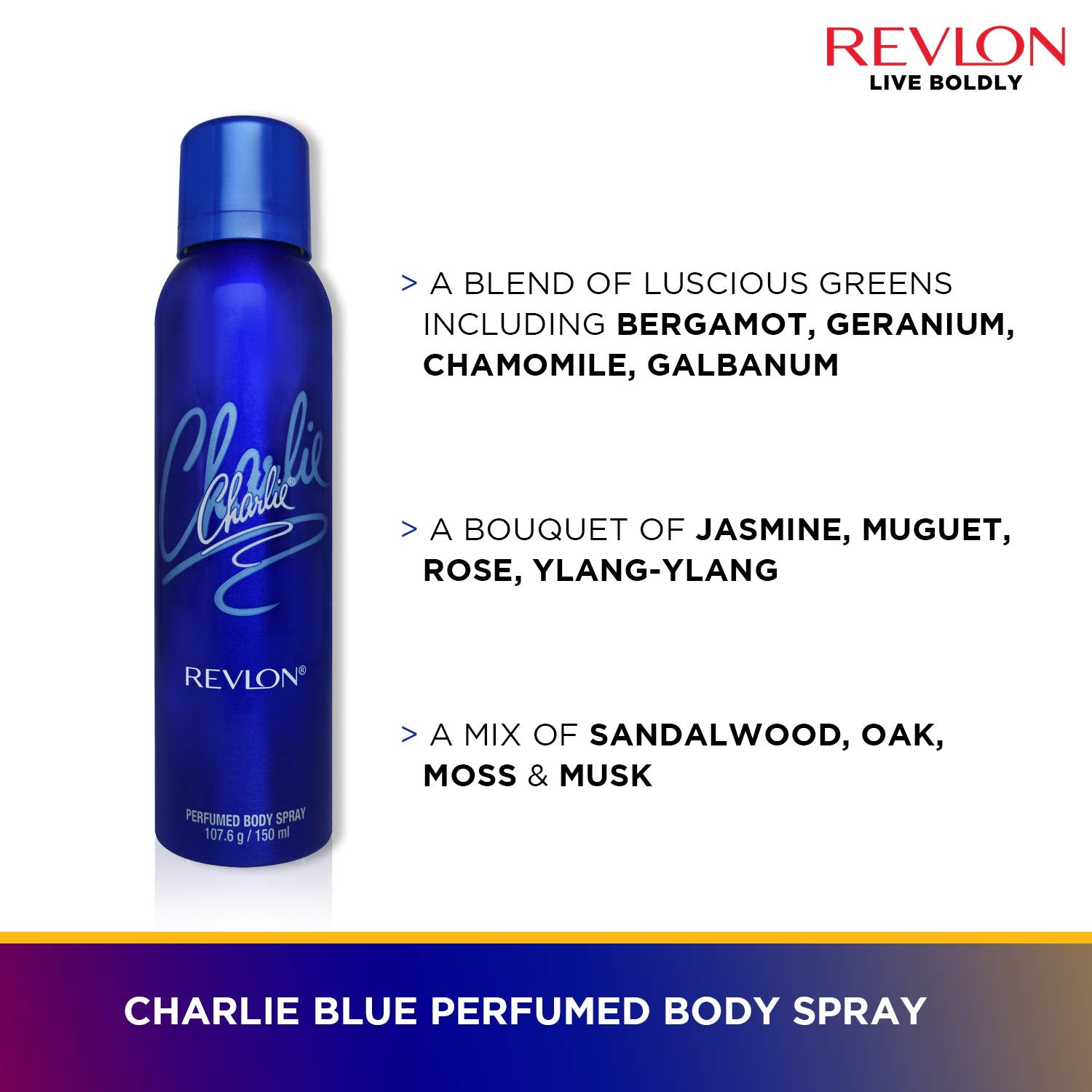 Revlon Charlie Perfumed Body Spray for Women (150ml each, Combo of 3)