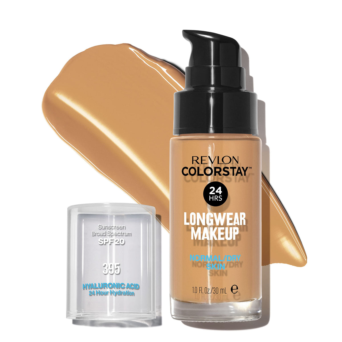 (Deep Honey) - Revlon ColorStay Makeup for Normal/Dry Skin SPF 20, Longwear Liquid Foundation, with Medium-Full Coverage, Natural Finish, Oil Free, 395 Deep Honey, 30ml