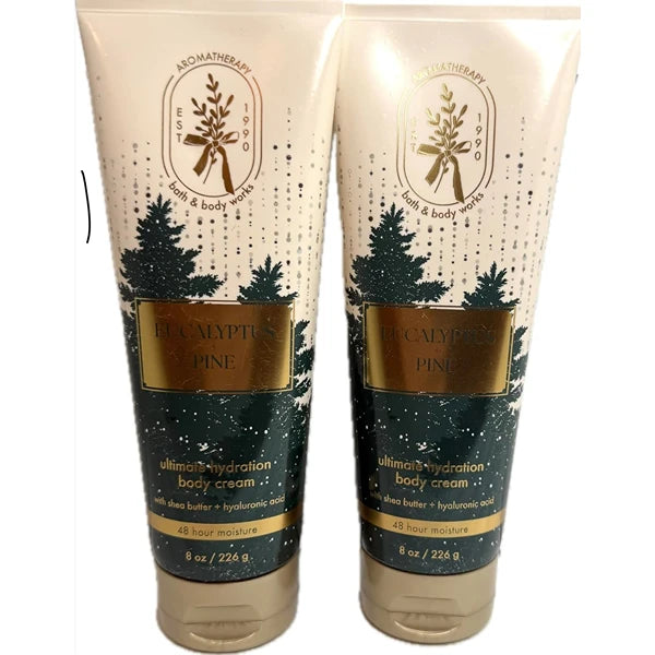 Bath & Body Works Unisex Eucalyptus Pine Ultimate Hydration Body Cream 8 Ounces Pack of 2