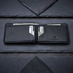 Vaultskin MANHATTAN Slim RFID Blocking Bifold Leather Wallet for Men - Minimalist Front Pocket Card Holder, Holds 9 Cards & Cash, Premium Italian Leather - Black