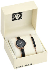 Anne Klein Women's Genuine Diamond Dial Bangle Watch with Bracelet Set, AK/3620