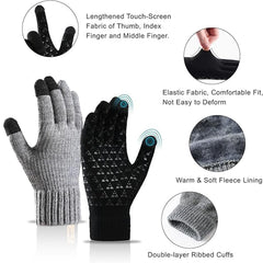 HIHIDAY 2 Pairs of Winter Knit Gloves, Winter Gloves for Men and Women with Upgraded Touch Screen - Anti-Slip Glove Fleece Lined for Winter Outdoor - Black/Grey