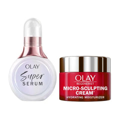 Olay Super Serum and MicroSculpting Cream Mini Duo, Super Serum 0.4 fl oz + Micro‑Sculpting Cream 0.5 fl oz Skincare Kit