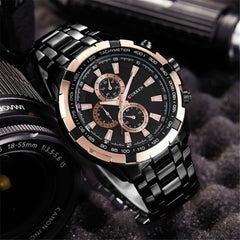 CURREN Mens Watches,CURREN Watches Quartz Analog Calendar,Wrist Watch for Men, Fashion Waterproof Stainless Steel Band-Black GREEN
