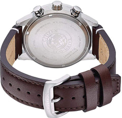Citizen CA4420-13L Chronograph Watch with Leather Strap for Men, Blue/Brown