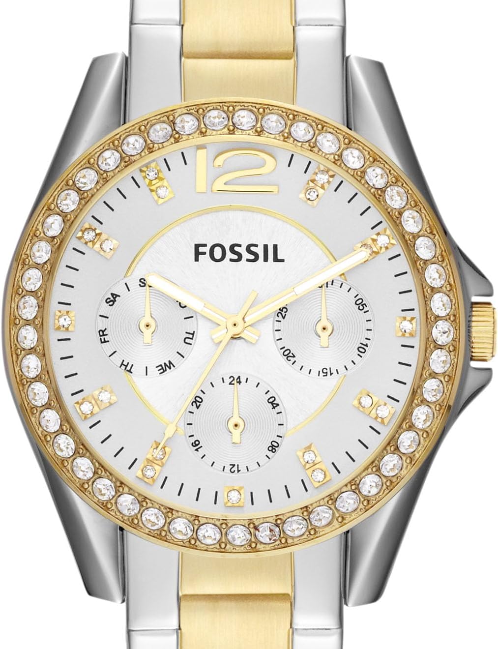 Fossil Women's Riley Stainless Steel Crystal-Accented Multifunction Quartz Watch, Riley Multifunction - ES2811