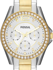 Fossil Women's Riley Stainless Steel Crystal-Accented Multifunction Quartz Watch, Riley Multifunction - ES2811