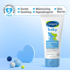 Cetaphil Baby Soothe & Protect Cream with Allantoin Skin Protectant | 6 oz | Prevents Dry, chaffed or ed Skin | Baby Cream moisturizes for 24 Hours | Non-Greasy (Packaging May Vary)