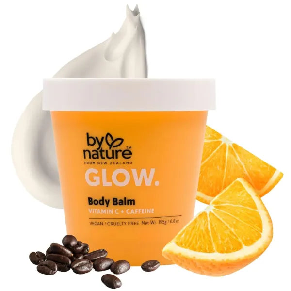By Nature Glow Vitamin C + Caffeine Body Balm for Dark Spots – Hydrating Skin Moisturizer with Whipped Shea Butter – Vegan, Cruelty-Free, (6.8 oz)