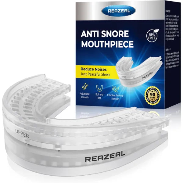 Reazeal Anti Snore Mouthpiece – Adjustable Intraoral Device Designed to Help Reduce Snoring for Adults (18+) with Retainer Case (Clear)