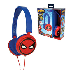 Lexibook Marvel Spider-Man Peter Parker Stereo Headphones, Safe for Kids, Foldable and Adjustable, Red/Blue, HP010SP