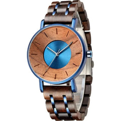 KASTWAVE Wooden Watches For Men, 42mm Round Light Handmade Wooden Wrist Watches with Adjustable Stylish Wood Strap Quartz Movement Vintage Watches Elegant Casual Business