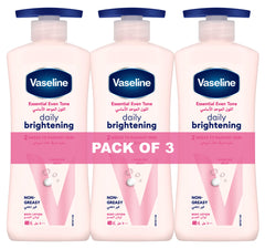 Vaseline Essential Body Lotion, Even Tone Daily Brightening, 2 weeks to radiant, glowing skin, 3 x 400ml